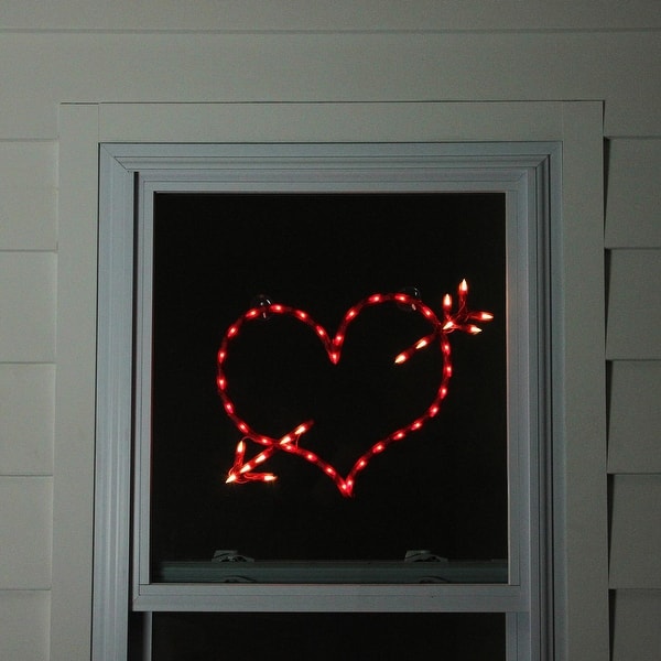 Shop 18 Lighted Red Valentine S Day Heart Bow And Arrow Window