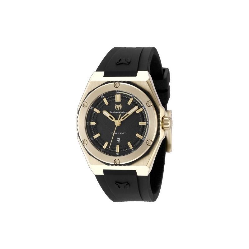 Technomarine Women's TM-416056 CORAL Quartz 3 Hand Black Dial Watch - Gold