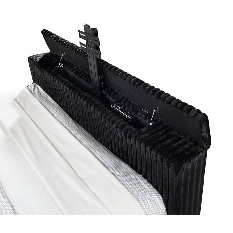 Centergrove Upholstered Wingback TV Bed Black