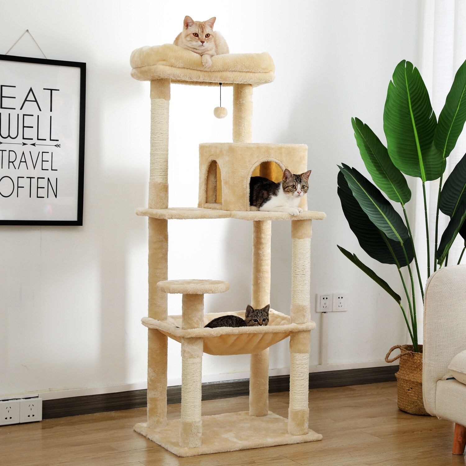 Cat Tower With Sisal Covered Scratching Posts