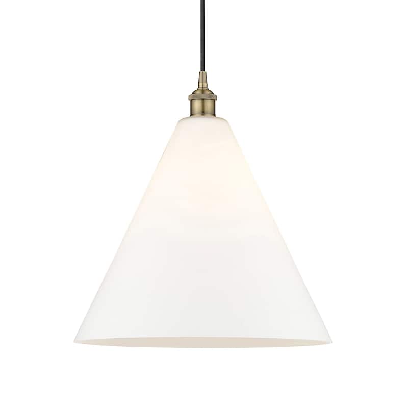 Innovations Lighting 616-1P-18-16 Berkshire Pendant Berkshire 16" Wide - Antique Brass / Matte White