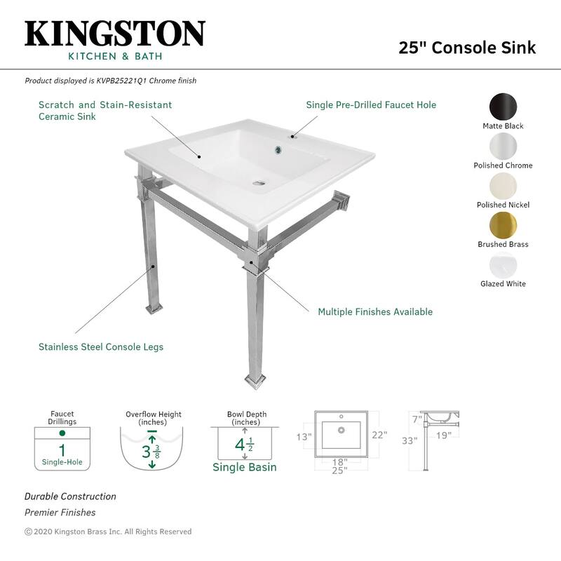 Kingston Brass Monarch 25" Wide Console Sink Set