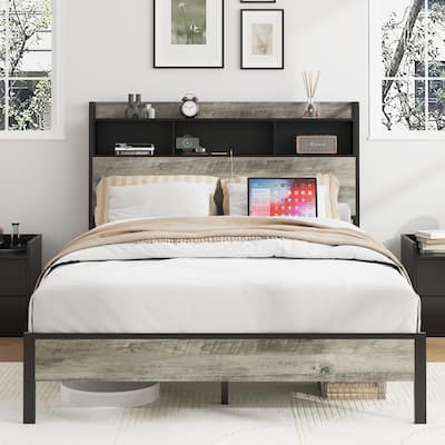 Platform Bed with 2 USB Ports