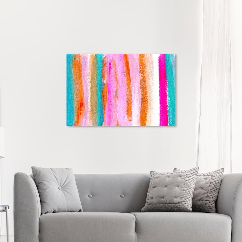 Wynwood Studio Abstract Beach Towel Pink and Turquoise Modern & Contemporary Wall Art Canvas Print - 30 x 45