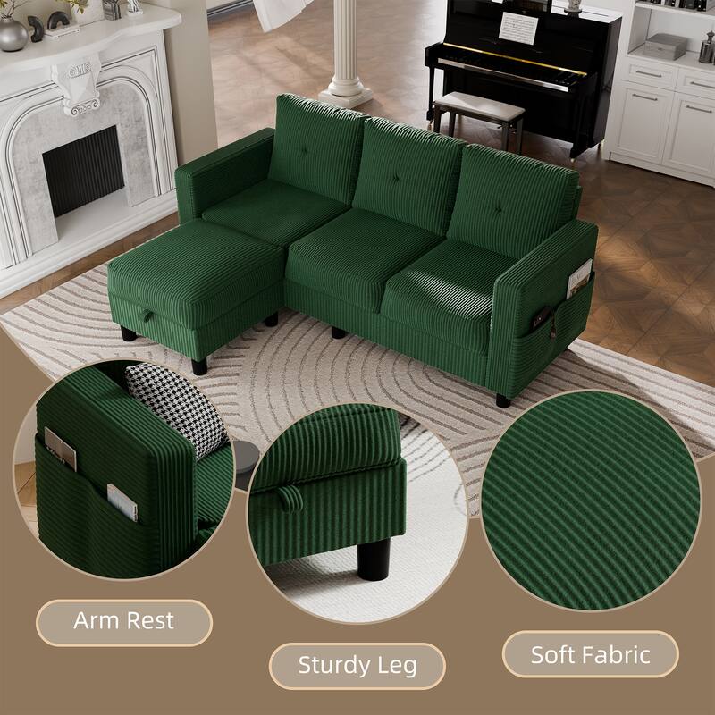 Futzca Modern L-shaped Convertible Sectional Sofa w/ Reversible Chaise