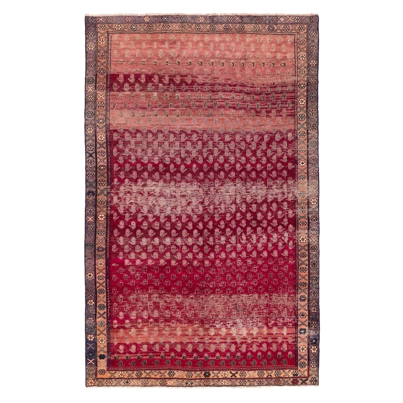 ECARPETGALLERY Hand-knotted Melis Vintage Burgundy Wool Rug - 6'7 x 10'4
