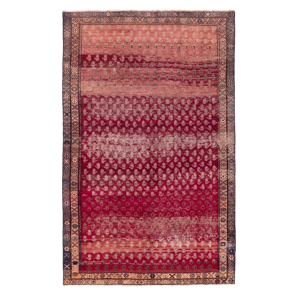 ECARPETGALLERY Hand-knotted Melis Vintage Burgundy Wool Rug - 6'7 x 10'4