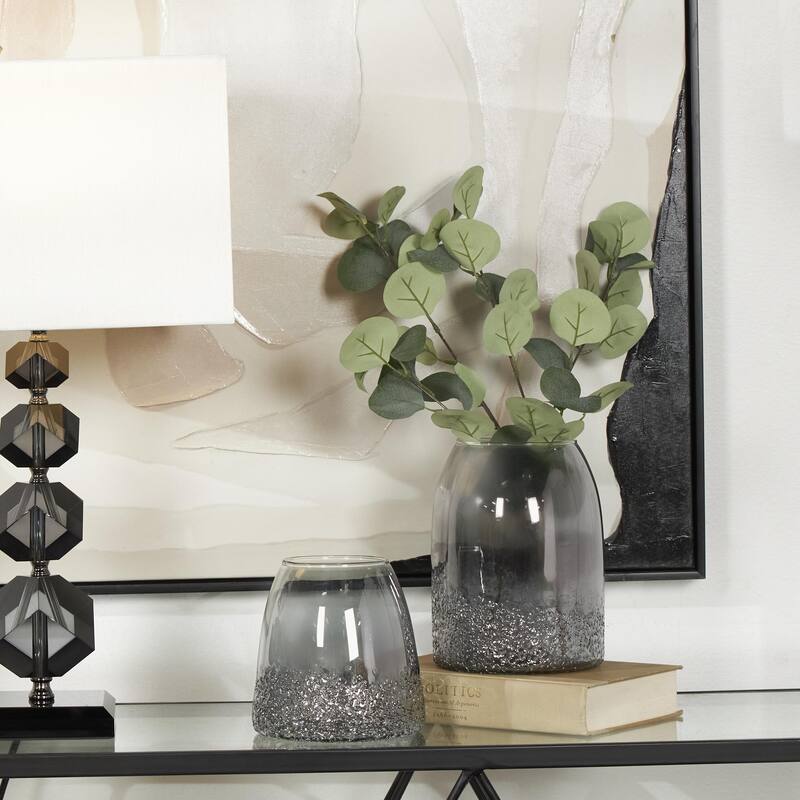Glass Textured Decorative Vase - Set of 2 Gray - Roche River Decor