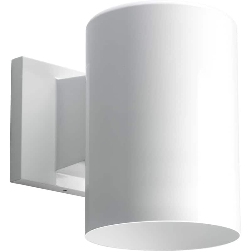 Progress Lighting Cylinder 1 Light Outdoor Wall Sconce with Metal - White