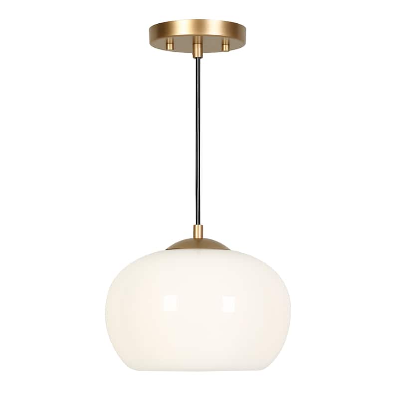 Modern Farmhouse 1-Light Opal Glass Pendant Light for Kitchen Island Dining Room Bedroom - White Gold - D9.5"xH7.5"