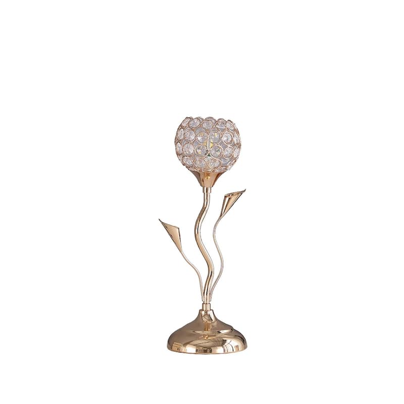 14 Inch Gold Table Lamp with Clear Novelty Shade for Bedside - 6.50" x 4.75" x 14"