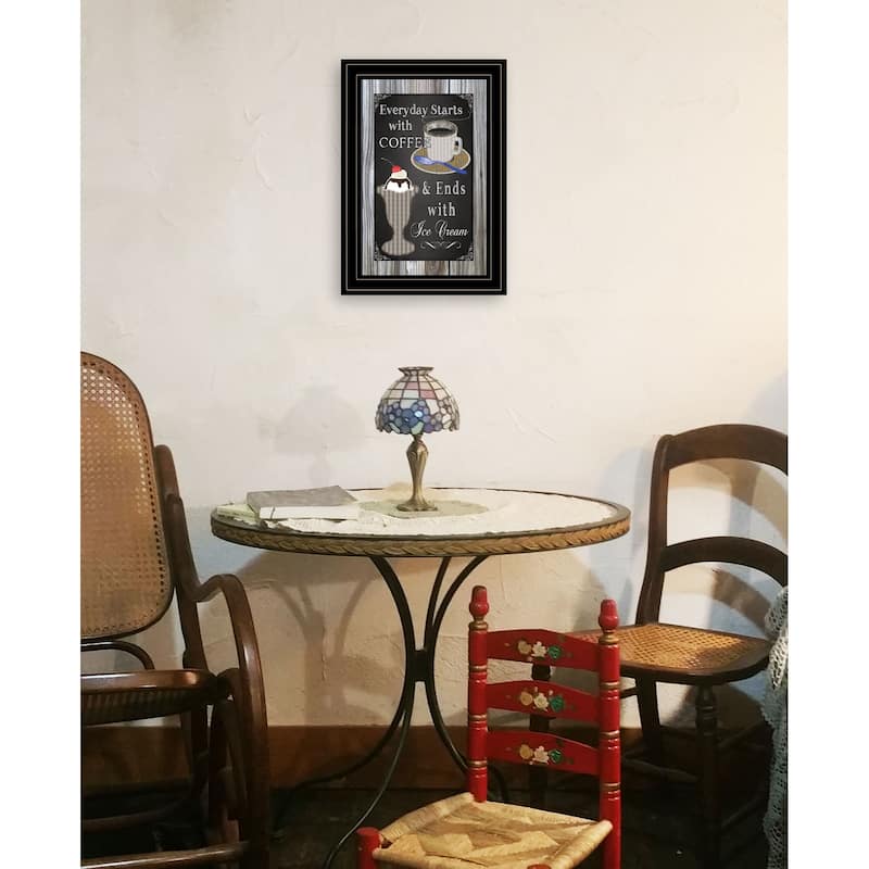 TrendyDecor4U Farmhouse "Everyday Starts with Coffee" Framed Print Wall Art - Earthtone