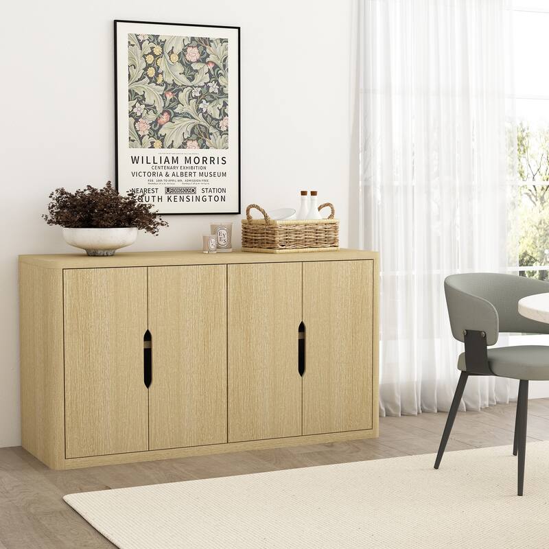 Manhattan Comfort Rivington Modern 4 Shelf Sideboard - Natural Oak