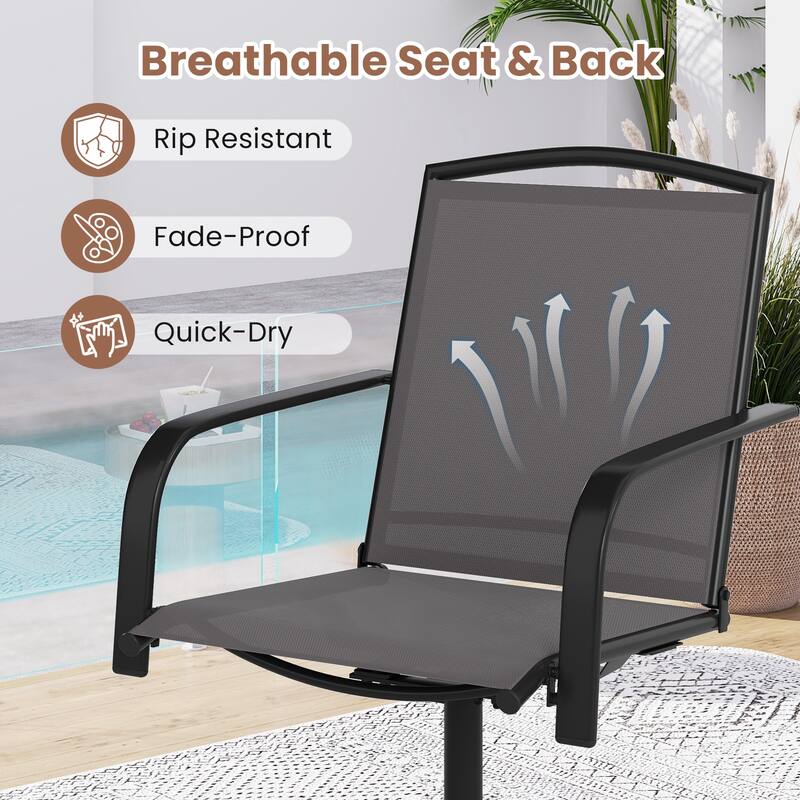 Gymax Patio Swivel Chairs Set of 4 w/ High Back & Round Metal Base for