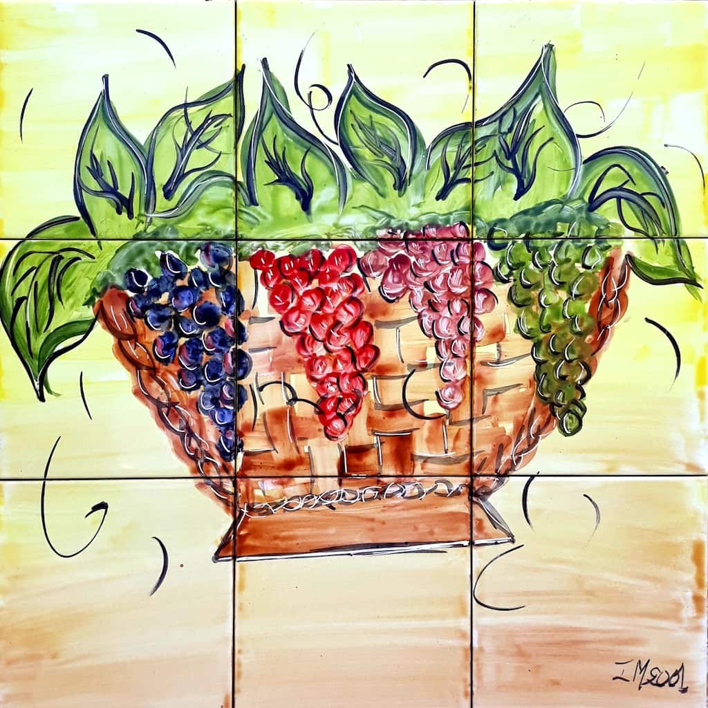 18x18 Grapes Basket Kitchen Backsplash Ceramic Tiles Wall Mural