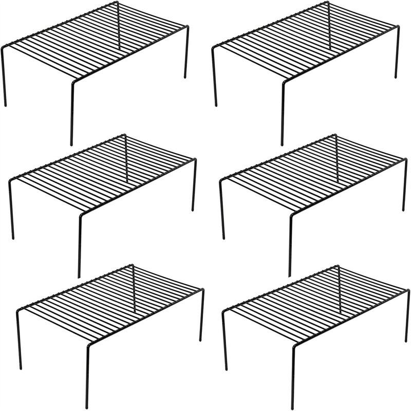 Cabinet Storage Shelf Rack Set of 6 - 9.4"D x 13"W x 5.5"H - Black