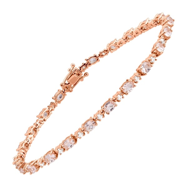 6 1 5 Ct Simulated Morganite Tennis Bracelet With Cubic 6 1 5 Ct Simulated Morganite Tennis Bracelet With Cubic Zirconia In 14k Rose Gold
