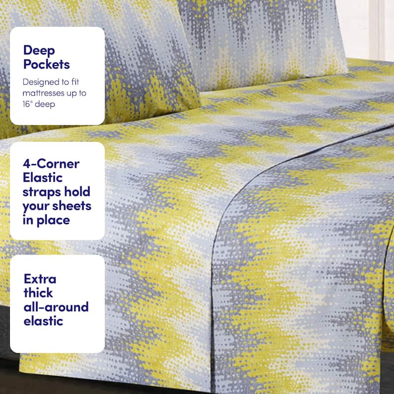 Malibu 4-Piece Patterned Deep Pocket Sheet Set.