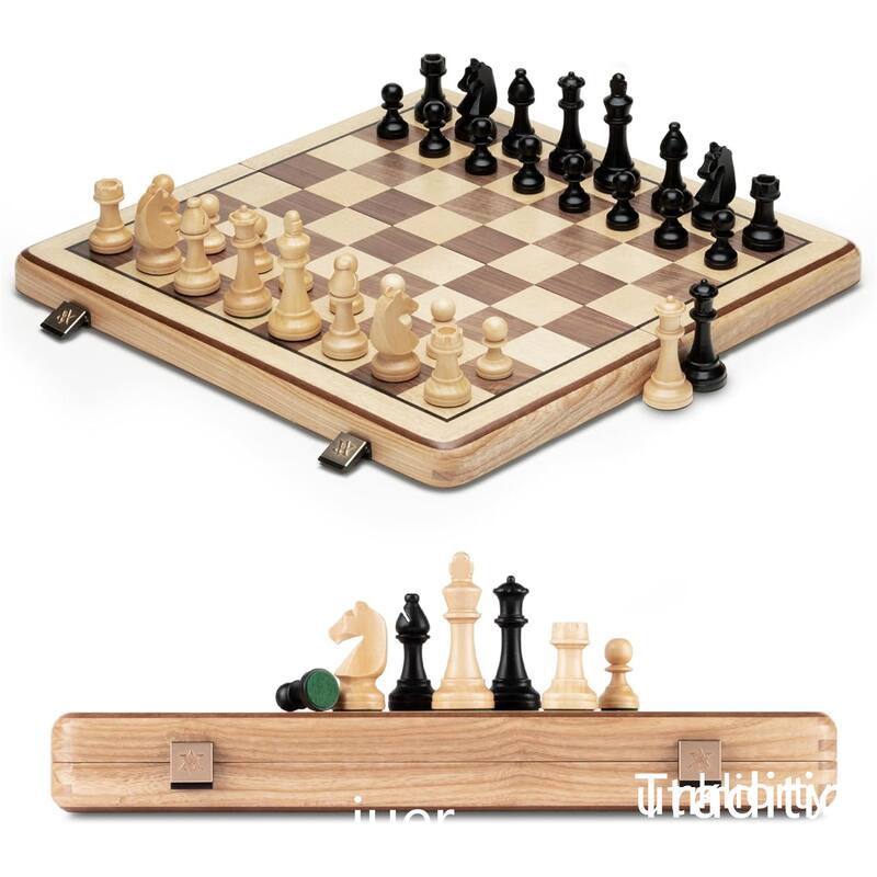 Exquisite international chess set, rose gold and black metal lock design - 15*15*2inch