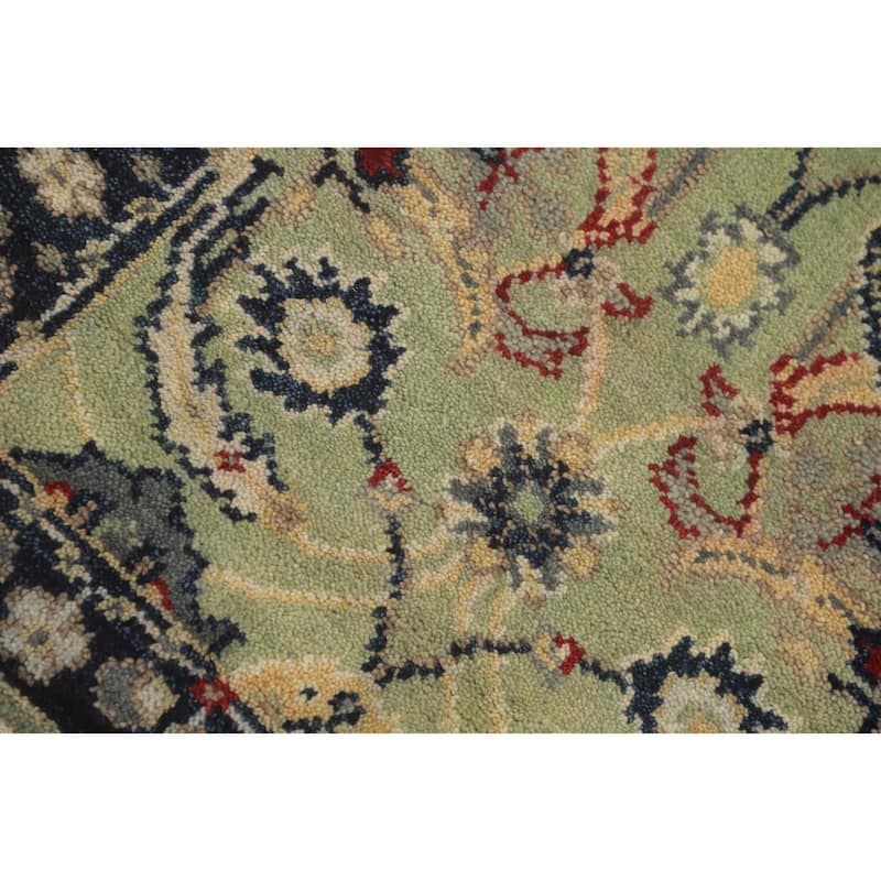 Hand-knotted Transitional Wool Carpet Green Oushak Rug Oriental Carpet Floral Area Rug Oriental Carpet - 8' 0'' X 2' 6''