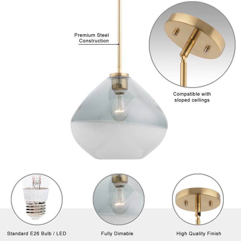 11.4" Modern 1-light Handblown Glass Pendant Light