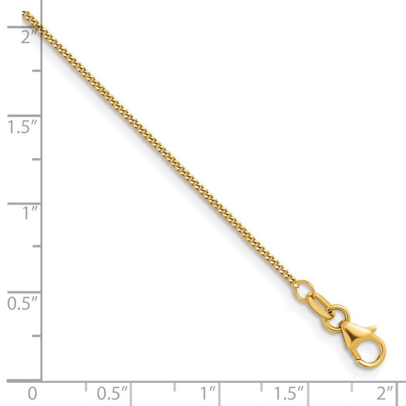 Curata Italian 14k Yellow Gold 1.2mm Curb Necklace For Women (Lobster)
