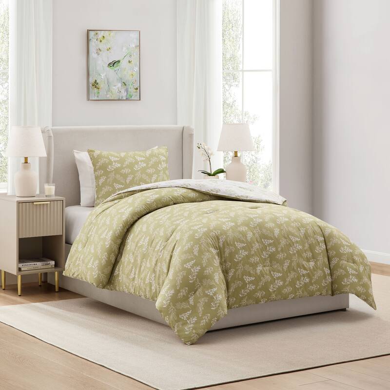 Empyrean 3PC Reversible Botanical Printed Comforter Bedding Set