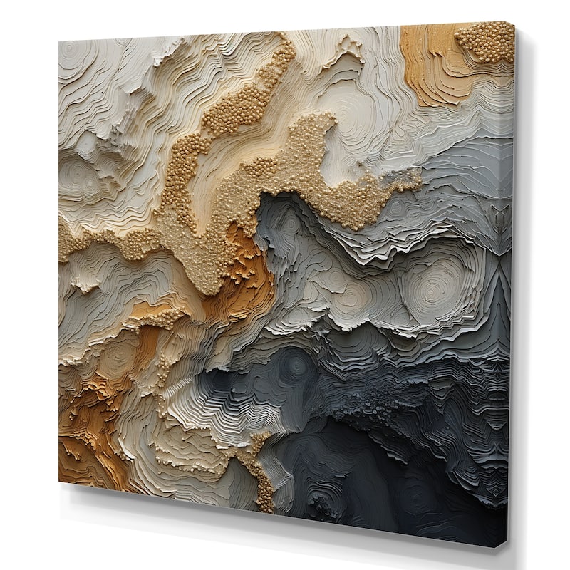 Designart "Gold And Beige River Spiral" Abstract Wall Art