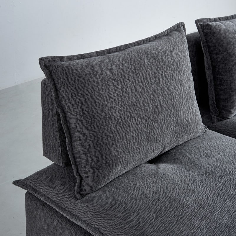 Armless Super Soft Chenille Modular Sofa Design, Single Seater + Ottoman