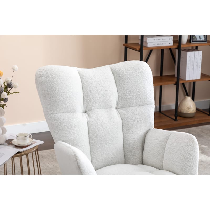 Comfortable Teddy Fabric Rocking Chair for Indoor Use, Ideal for Nursery and Living Room