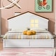 preview thumbnail 39 of 46, Bedroom Solid Wood Platform Bed House-Shaped Headboard Walnut Roof with LED Window Bed Frame Platform No Box Spring Needed