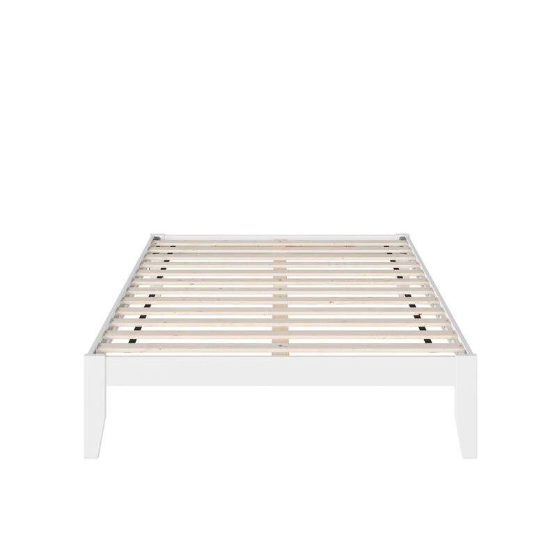 Full Bed with USB Charger - Solid Wood Frame, No Box Spring Needed, Grey Finish
