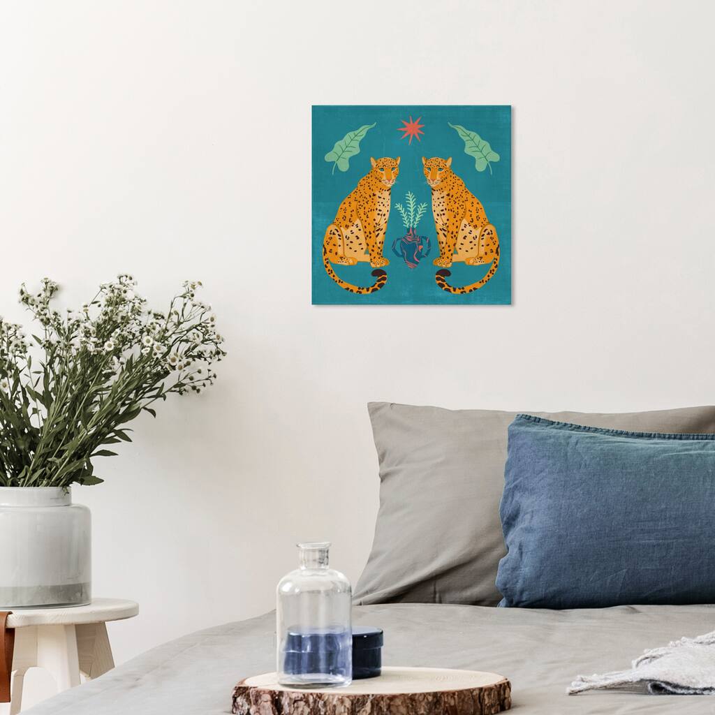 Wynwood Studio Canvas Animals Felina s own reflection Blue and Teal Modern & Contemporary Wall Art Canvas Print