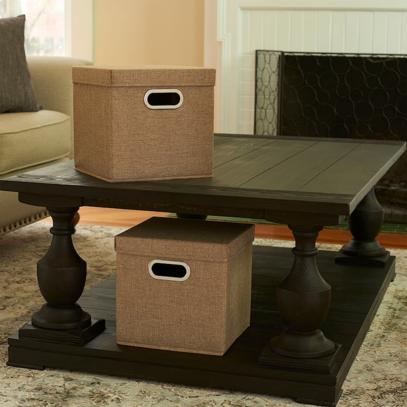 Household Essentials Storage Bins with Lids and Chromed Grommet Handles