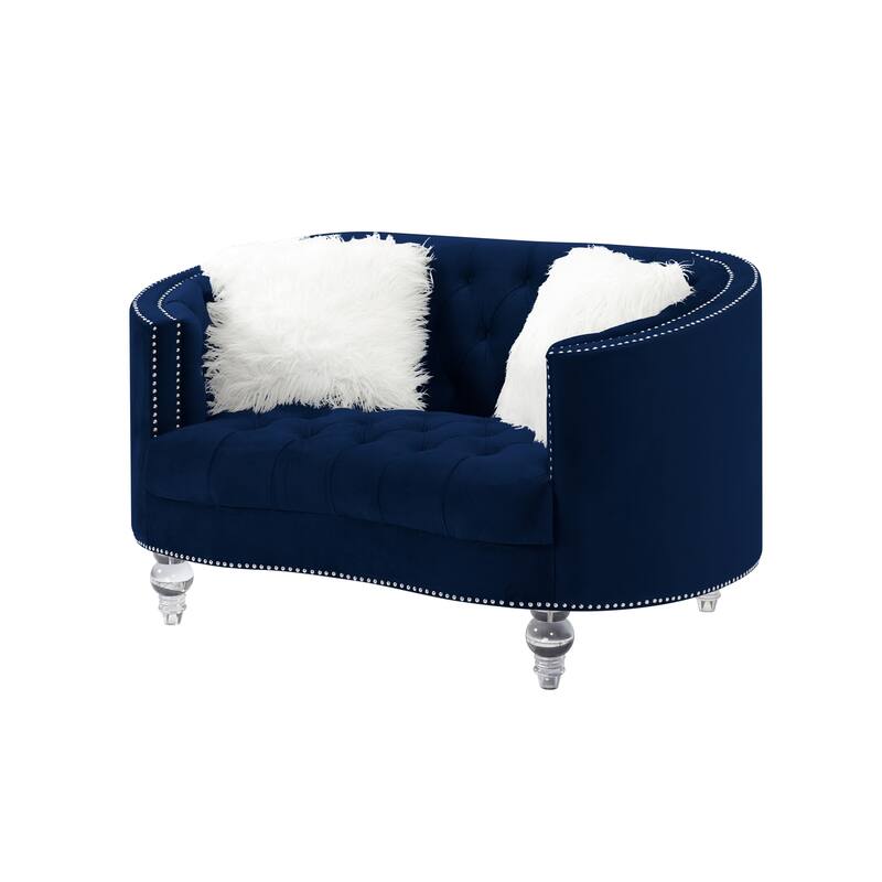 Living Room Navy Blue Velvet Loveseats