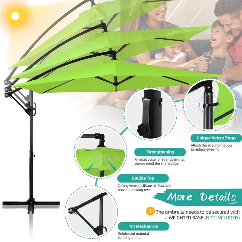 Futzca 9FT Outdoor Hanging Offset Patio Umbrella