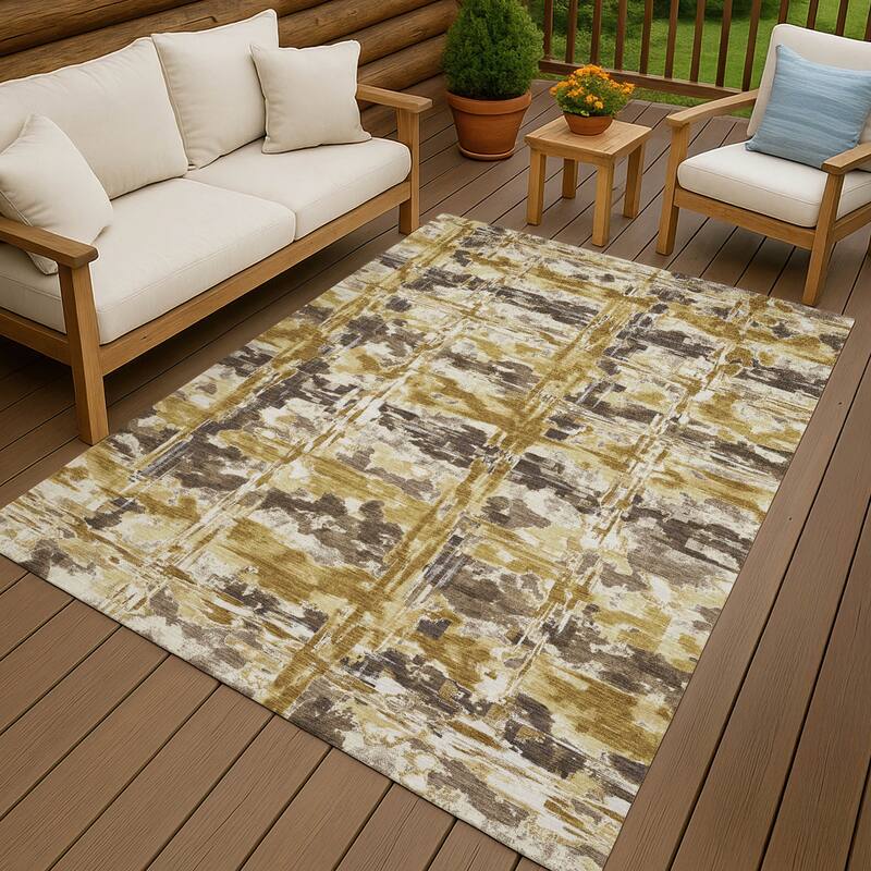 Machine Washable Indoor/ Outdoor Casual Fowler Chantille Rug - Turmeric - 3' x 5'
