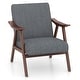 preview thumbnail 2 of 16, Gymax Modern Accent Chair Leathaire Leisure Armchair w/ Rubber Wood Grey