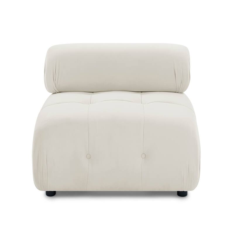 93" Velvet Modular Sectional Sofa with Button Tufting & Ottoman