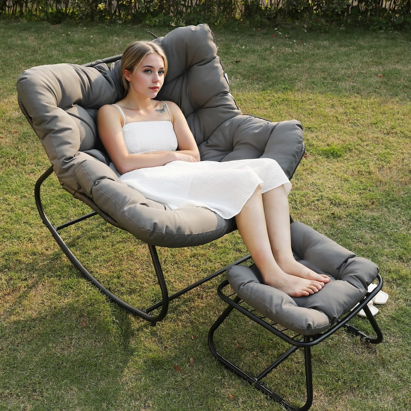 Patio Rocking Chair with Ottoman