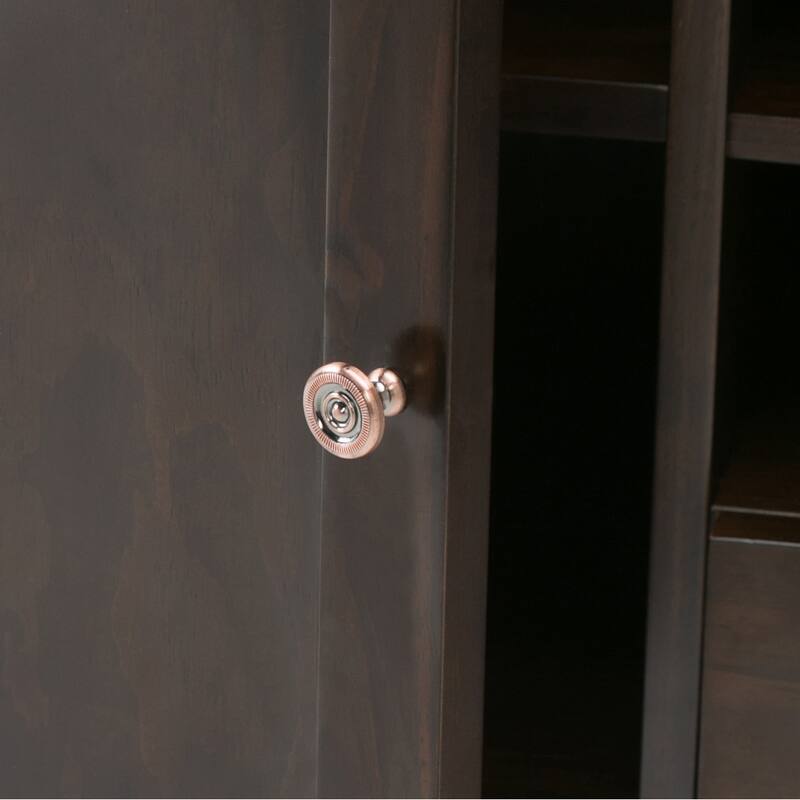 WYNDENHALL Sterling SOLID WOOD 54 inch Wide Transitional Sideboard Buffet Credenza and Wine Rack in Dark Tobacco Brown