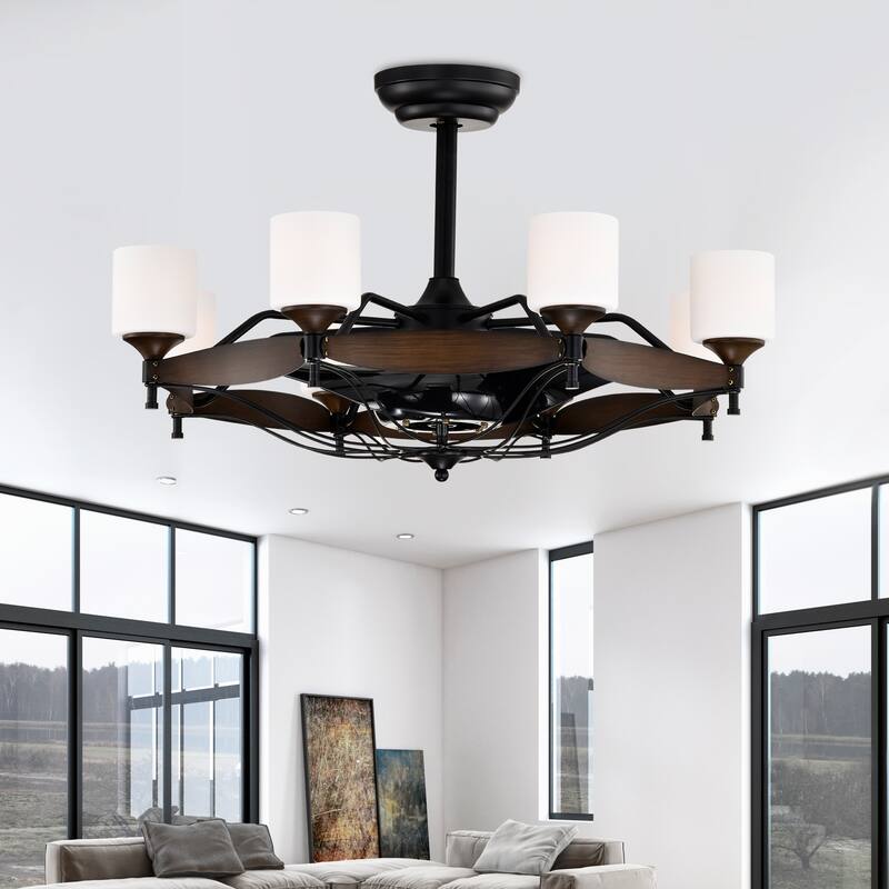 Classic Ceiling Fan Light with Lighting and 6 Speed Settings, Reversible DC Motor for Bedroom and Living Room