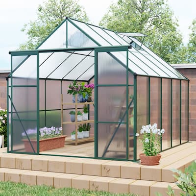 UV-Resistant Greenhouse Shed Plant Shed Garden Shed with Sliding Door & Adjustable Roof, Rust-proof, Weatherproof