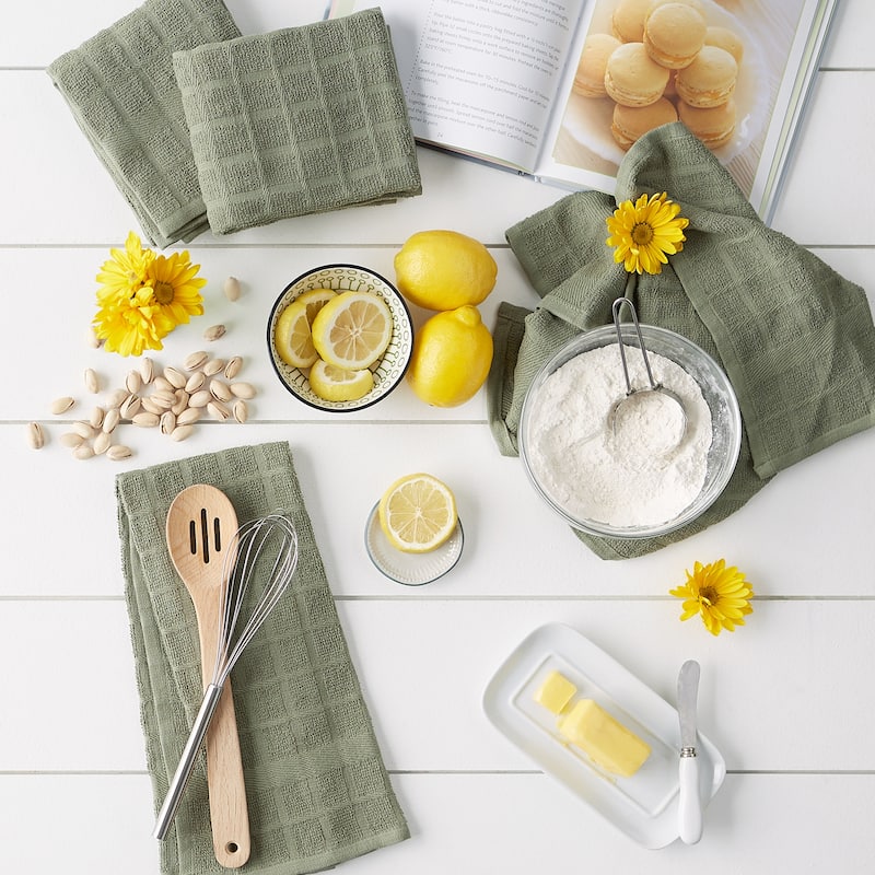 DII Solid Honey Gold Windowpane Terry Dishtowel 4 Piece