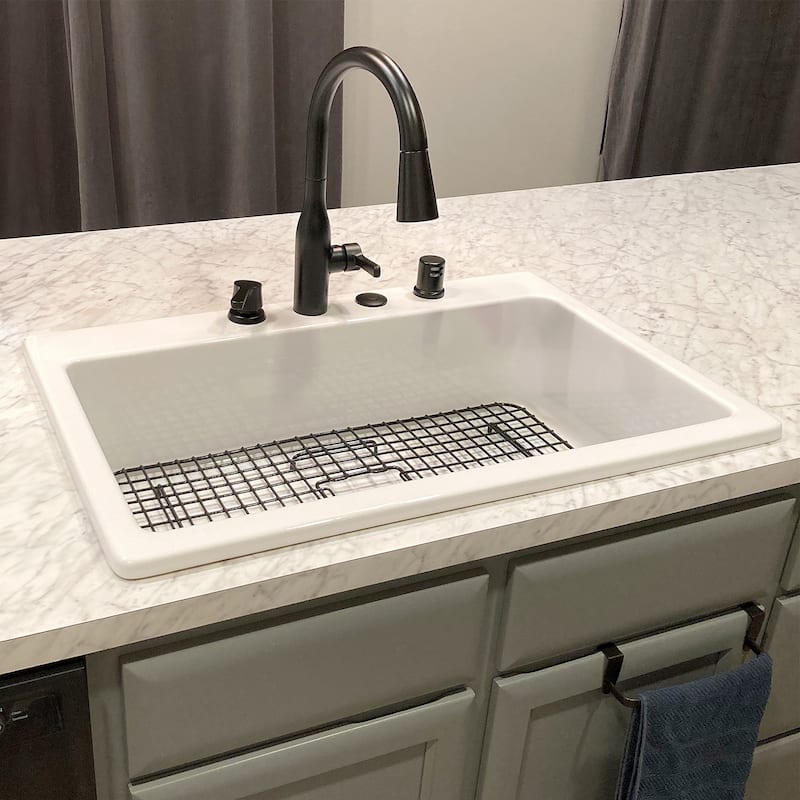 Jackson Crisp White Fireclay 33" Single Bowl Drop-In Kitchen Sink with 4 Holes