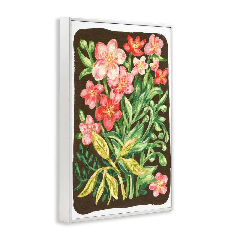 Stupell Garden Flowers on Brown Framed Giclee Art Design By Hannah Moren