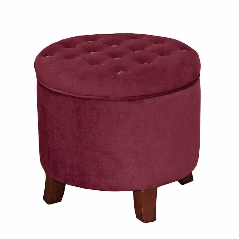 Carson Carrington Ronde Round Storage Ottoman - Burgundy
