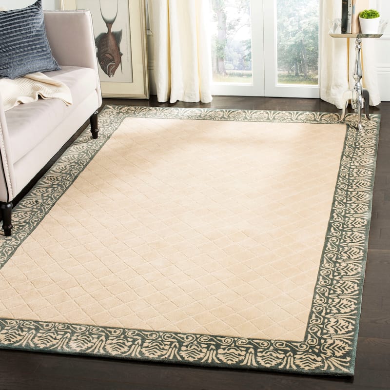 SAFAVIEH Handmade Total Performance Majbritt Oriental Trellis Rug - 9' x 12' - Ivory/Blue
