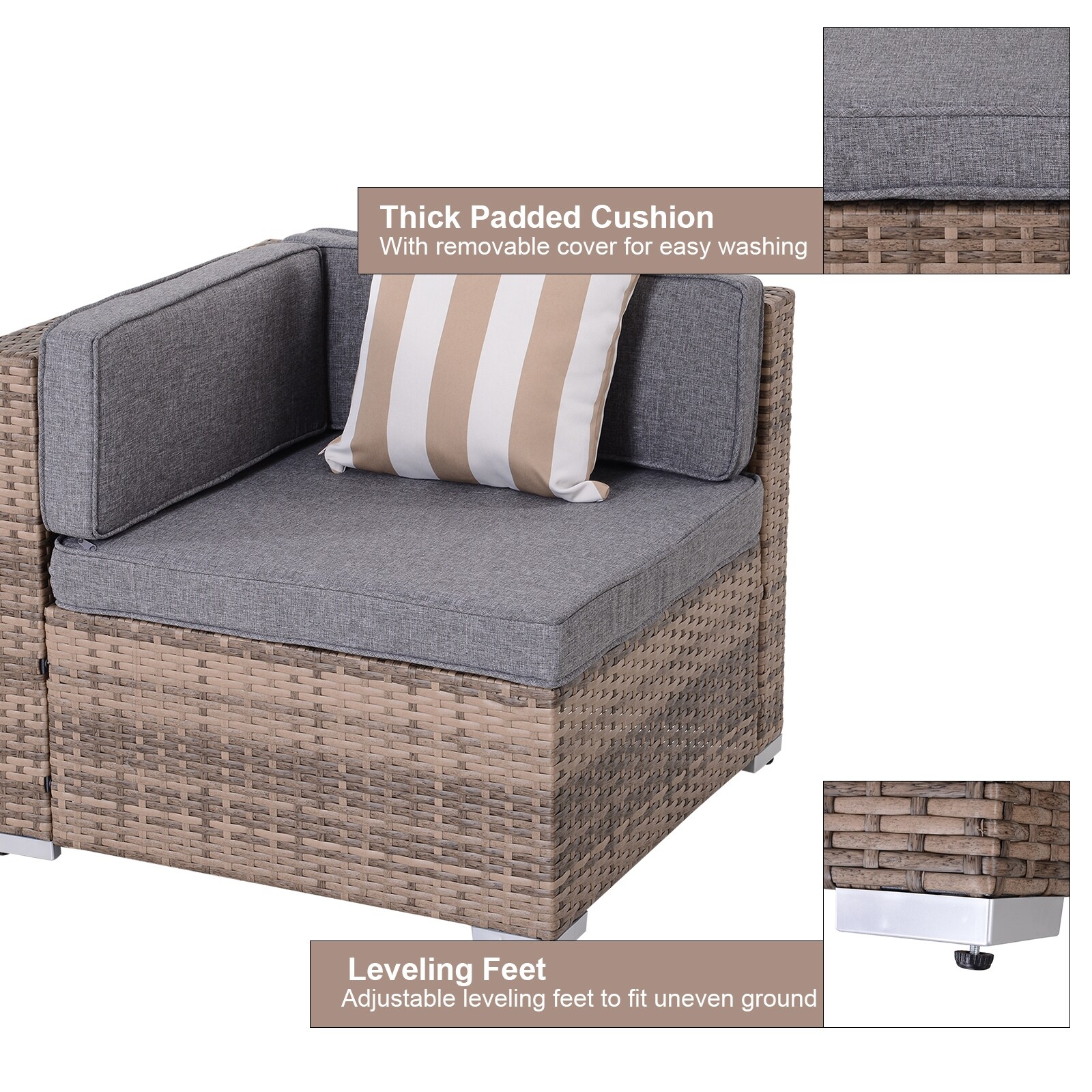 Shop Outsunny 7 Piece Outdoor Patio Furniture Set With Modern Rattan Wicker Perfect For Garden Deck And Backyard Overstock 20508198