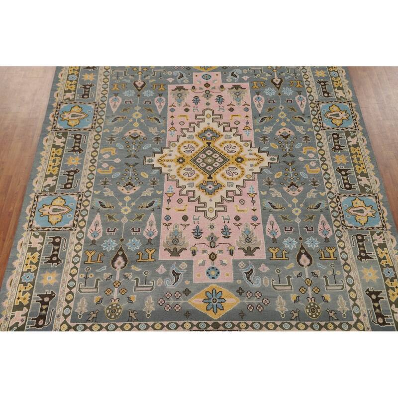 Tribal Geometric Heriz Serapi Oriental Area Rug Handmade Wool Carpet - 9'2" x 11'10"